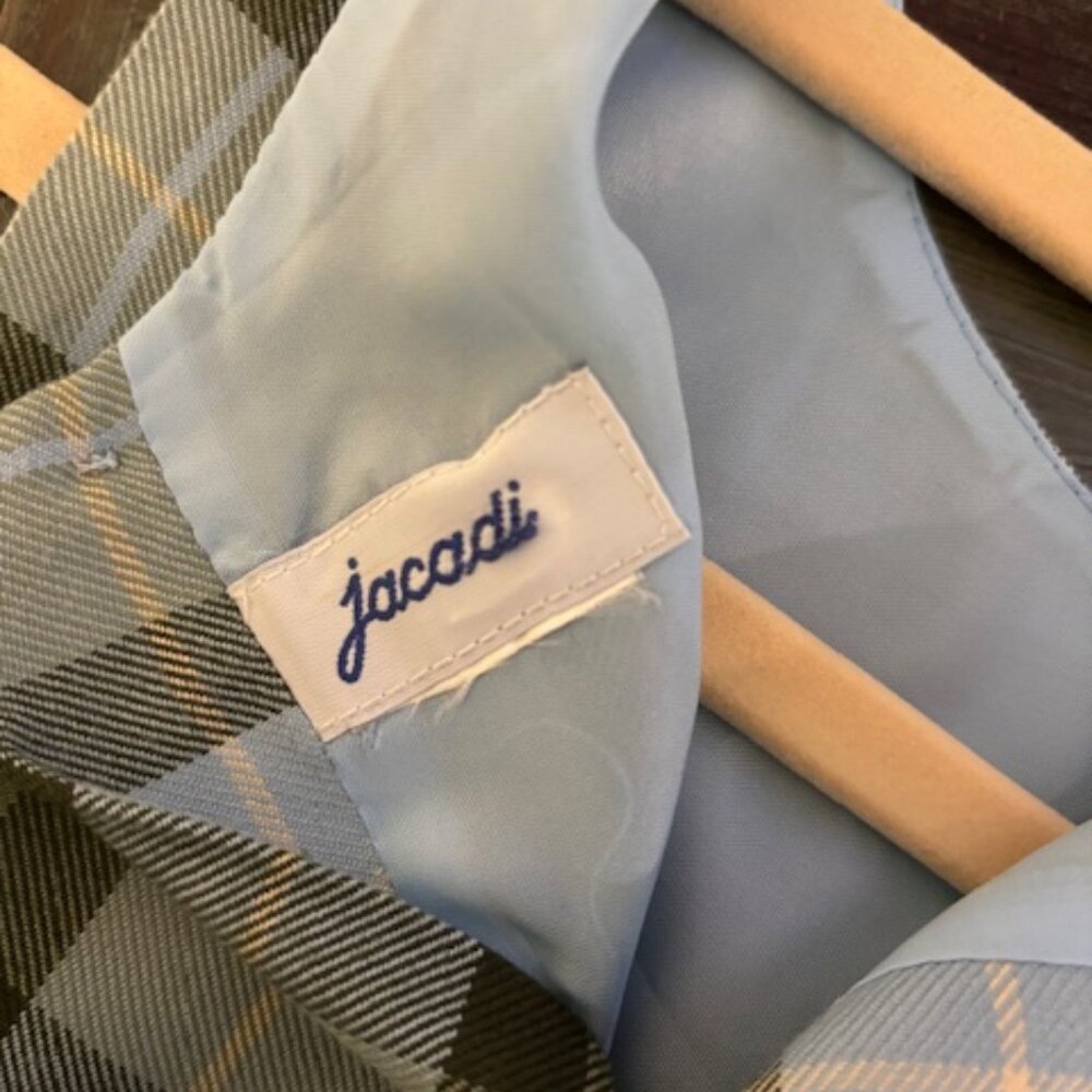Jacadi Girls Green/Blue plaid Jumper Dress - Picture 6 of 9